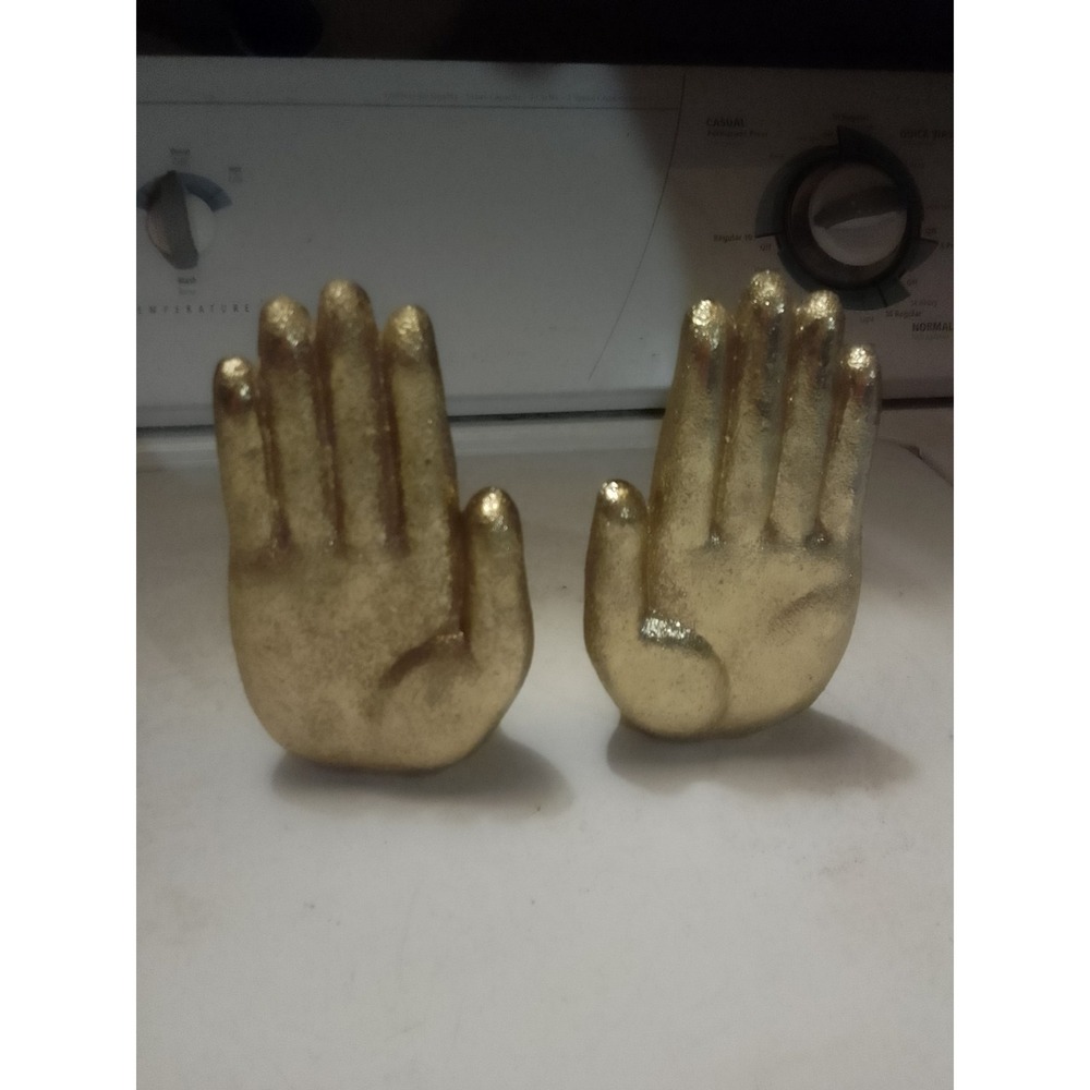 Set Of Two Gold Tone Praying‎ Hands Bookends